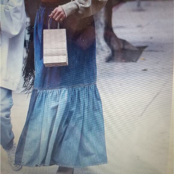 NEW Denim Maxi Skirt 90's Throwback Boho Cotton Denim Skirt J Lo Style - Picture 6 of 16